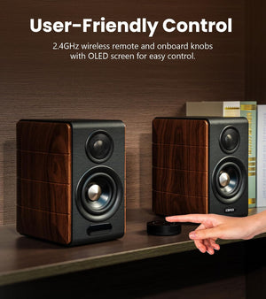 Edifier S880DB MKII Hi-Fi Bookshelf Speakers, 88W RMS, Walnut